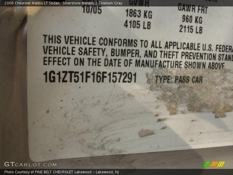 Silverstone Metallic / Titanium Gray 2006 Chevrolet Malibu LT Sedan