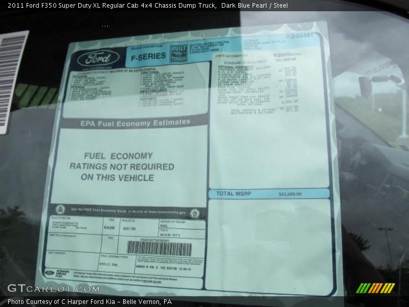  2011 F350 Super Duty XL Regular Cab 4x4 Chassis Dump Truck Window Sticker