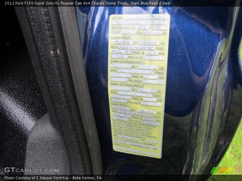 Dark Blue Pearl / Steel 2011 Ford F350 Super Duty XL Regular Cab 4x4 Chassis Dump Truck