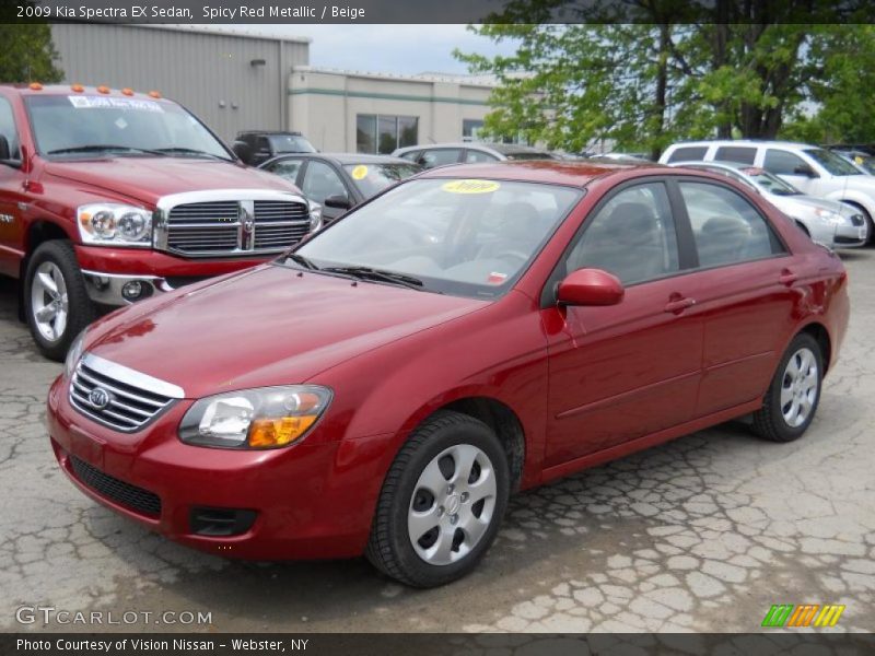 Spicy Red Metallic / Beige 2009 Kia Spectra EX Sedan