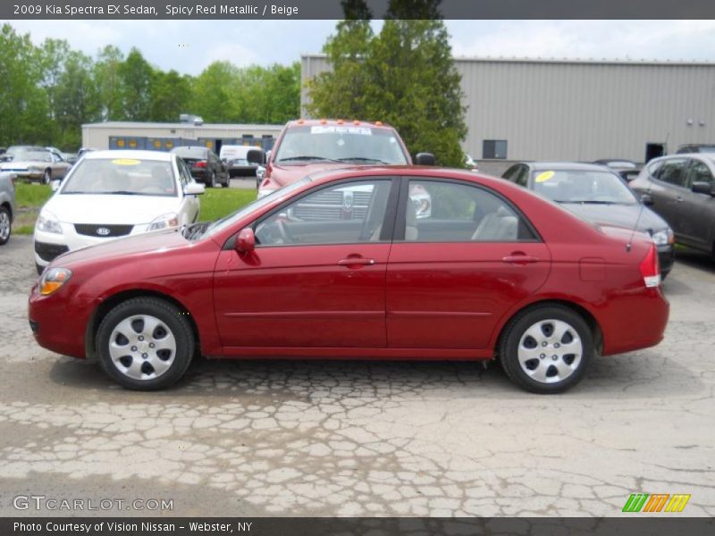 Spicy Red Metallic / Beige 2009 Kia Spectra EX Sedan