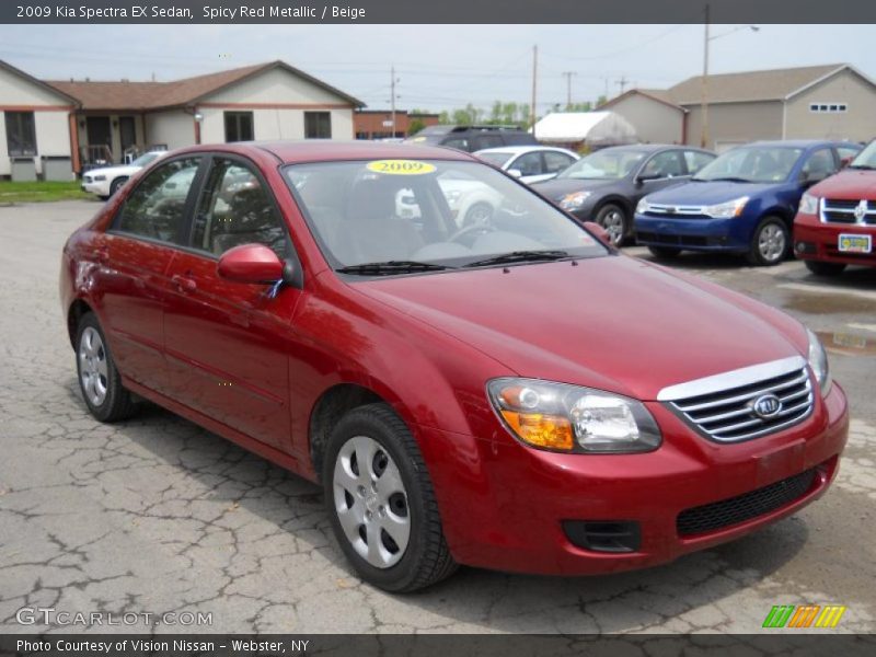 Spicy Red Metallic / Beige 2009 Kia Spectra EX Sedan
