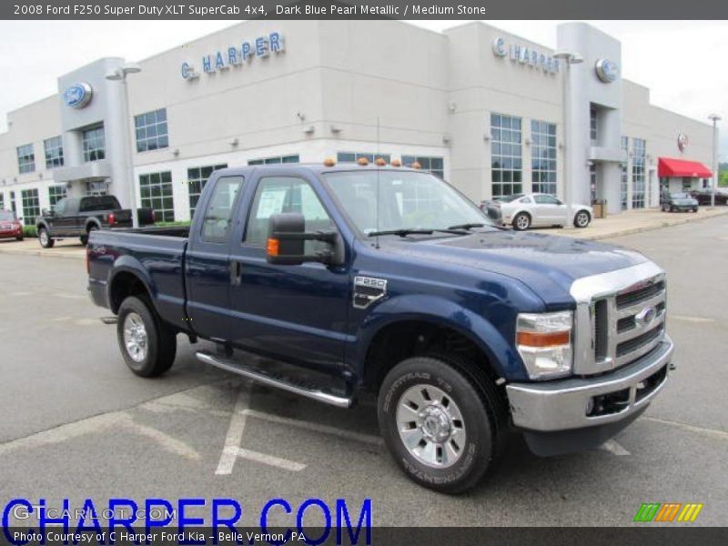 Dark Blue Pearl Metallic / Medium Stone 2008 Ford F250 Super Duty XLT SuperCab 4x4