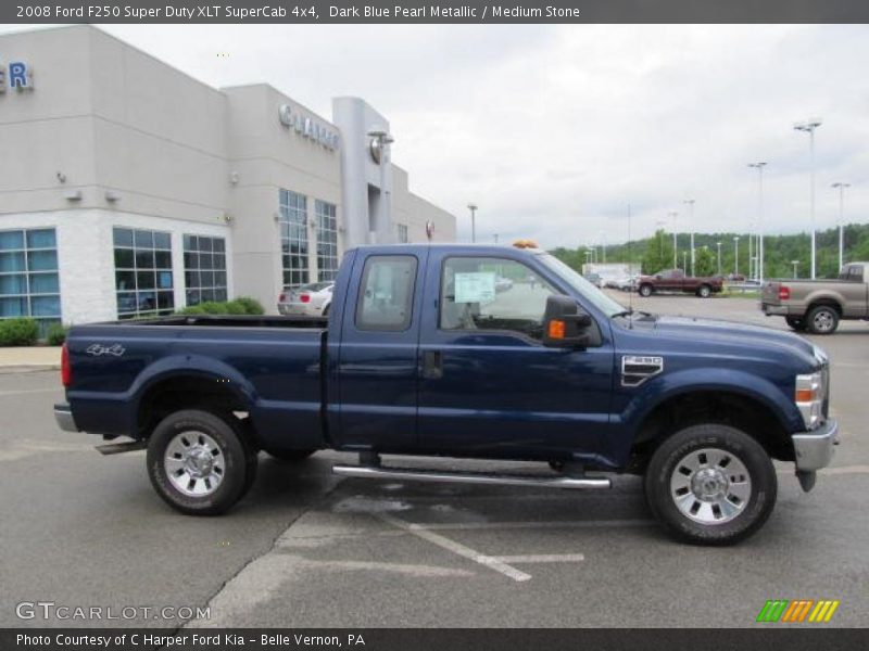 Dark Blue Pearl Metallic / Medium Stone 2008 Ford F250 Super Duty XLT SuperCab 4x4