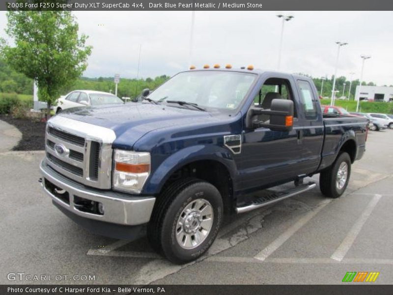Dark Blue Pearl Metallic / Medium Stone 2008 Ford F250 Super Duty XLT SuperCab 4x4