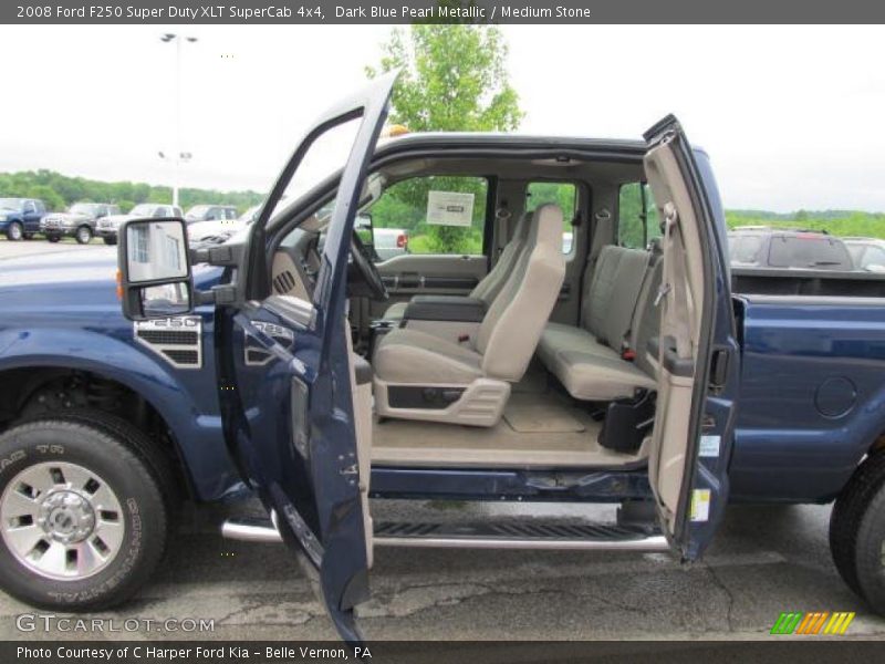 Dark Blue Pearl Metallic / Medium Stone 2008 Ford F250 Super Duty XLT SuperCab 4x4