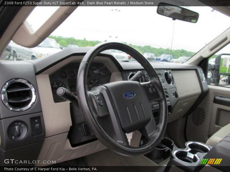 Dark Blue Pearl Metallic / Medium Stone 2008 Ford F250 Super Duty XLT SuperCab 4x4