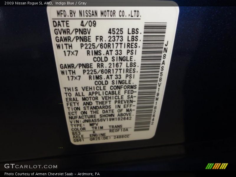 Indigo Blue / Gray 2009 Nissan Rogue SL AWD