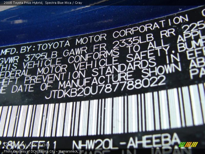 Spectra Blue Mica / Gray 2008 Toyota Prius Hybrid