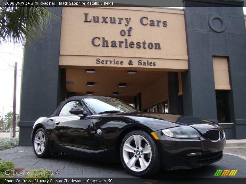 Black Sapphire Metallic / Beige 2006 BMW Z4 3.0i Roadster