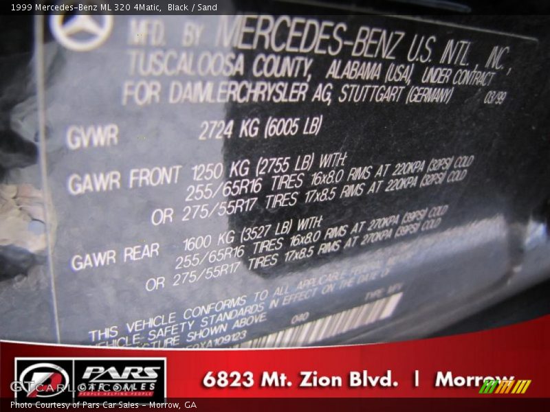 Black / Sand 1999 Mercedes-Benz ML 320 4Matic