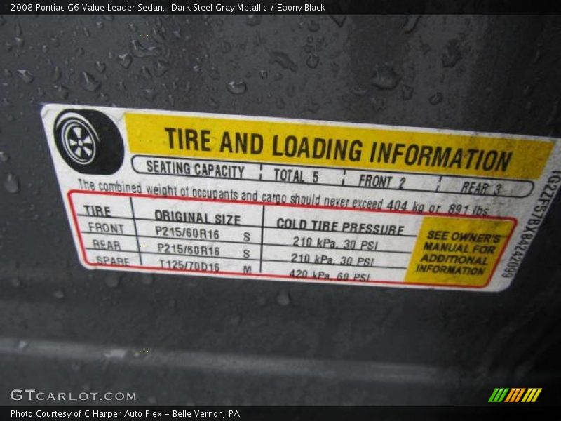 Dark Steel Gray Metallic / Ebony Black 2008 Pontiac G6 Value Leader Sedan