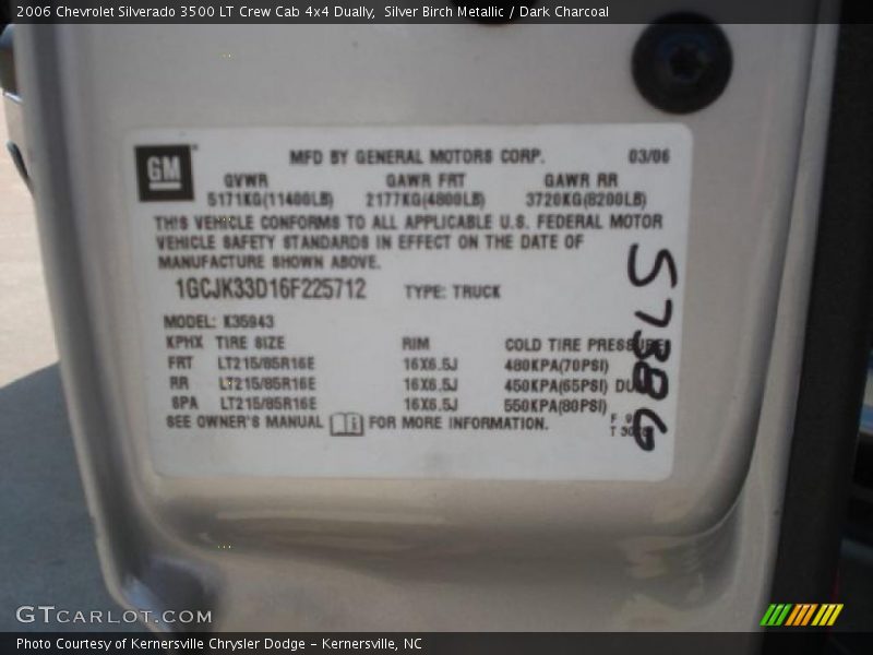 Silver Birch Metallic / Dark Charcoal 2006 Chevrolet Silverado 3500 LT Crew Cab 4x4 Dually