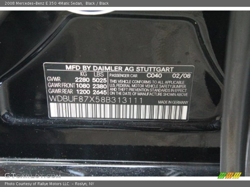 Black / Black 2008 Mercedes-Benz E 350 4Matic Sedan