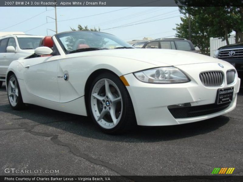 Alpine White / Dream Red 2007 BMW Z4 3.0si Roadster