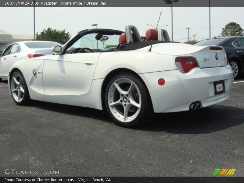 Alpine White / Dream Red 2007 BMW Z4 3.0si Roadster