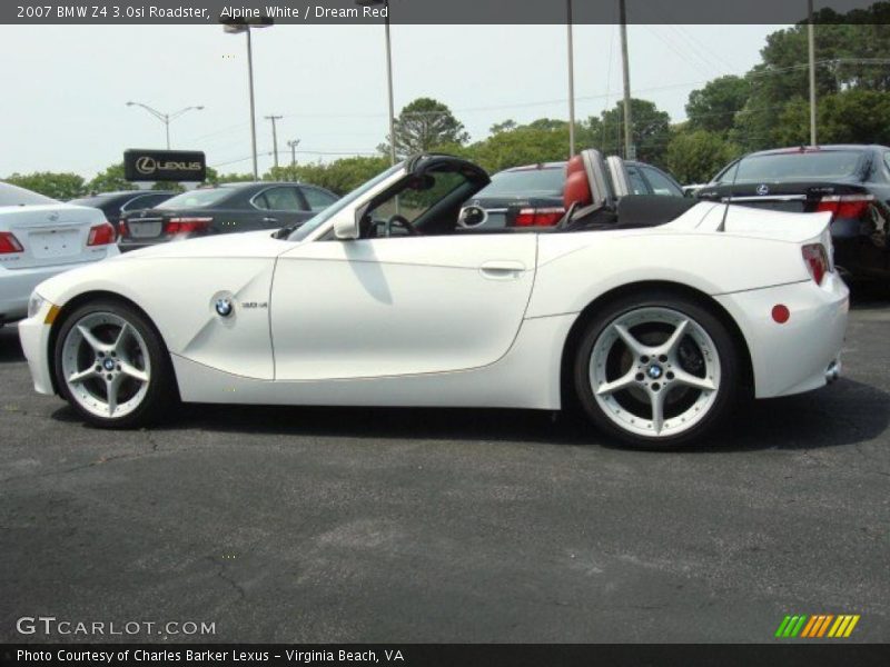 Alpine White / Dream Red 2007 BMW Z4 3.0si Roadster