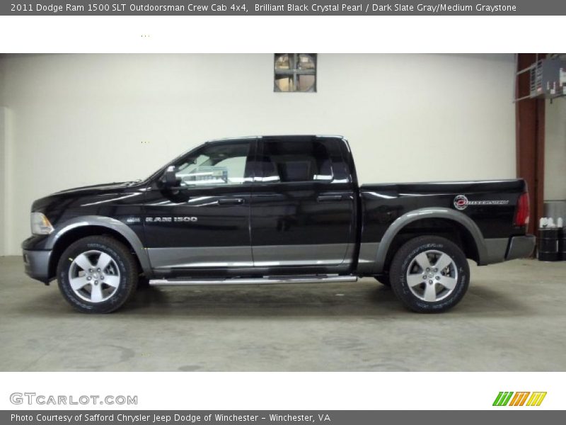 Brilliant Black Crystal Pearl / Dark Slate Gray/Medium Graystone 2011 Dodge Ram 1500 SLT Outdoorsman Crew Cab 4x4