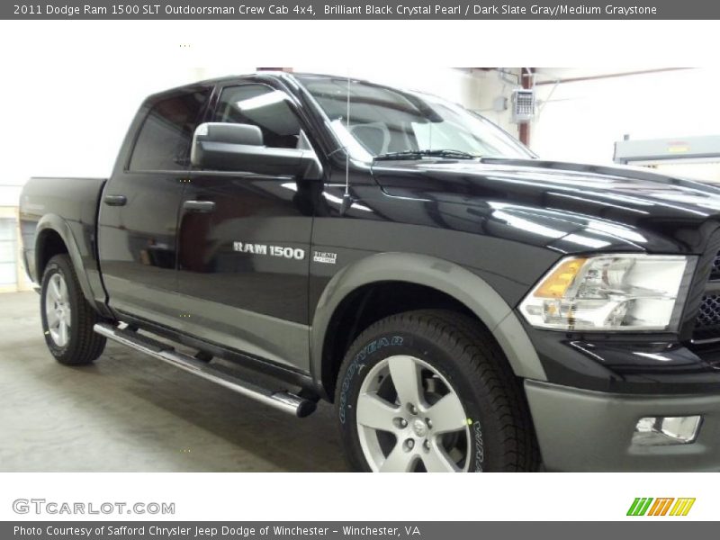 Brilliant Black Crystal Pearl / Dark Slate Gray/Medium Graystone 2011 Dodge Ram 1500 SLT Outdoorsman Crew Cab 4x4