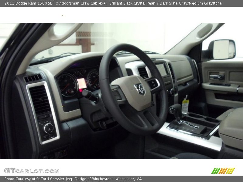 Brilliant Black Crystal Pearl / Dark Slate Gray/Medium Graystone 2011 Dodge Ram 1500 SLT Outdoorsman Crew Cab 4x4