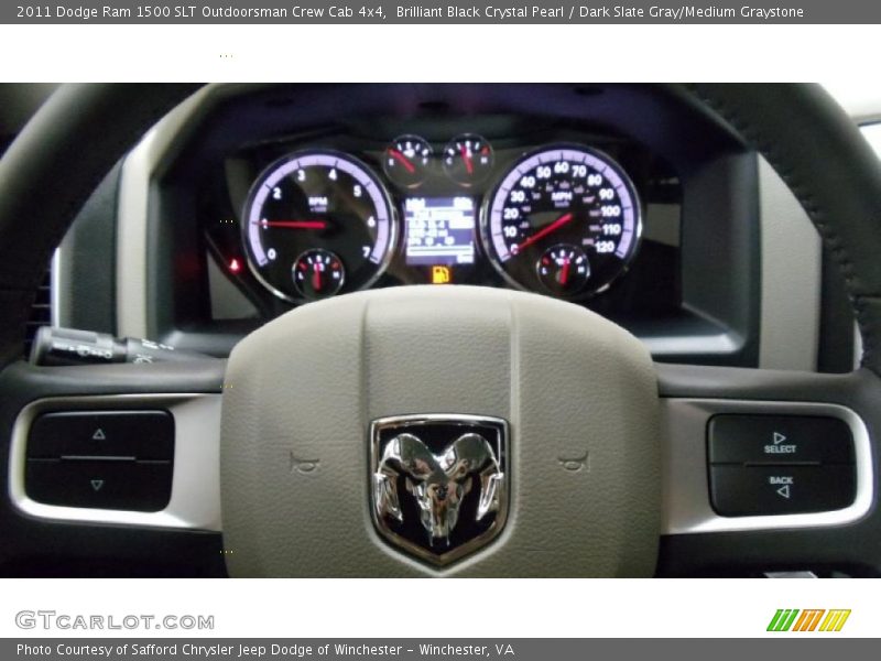 Brilliant Black Crystal Pearl / Dark Slate Gray/Medium Graystone 2011 Dodge Ram 1500 SLT Outdoorsman Crew Cab 4x4