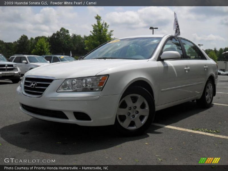 Powder White Pearl / Camel 2009 Hyundai Sonata GLS