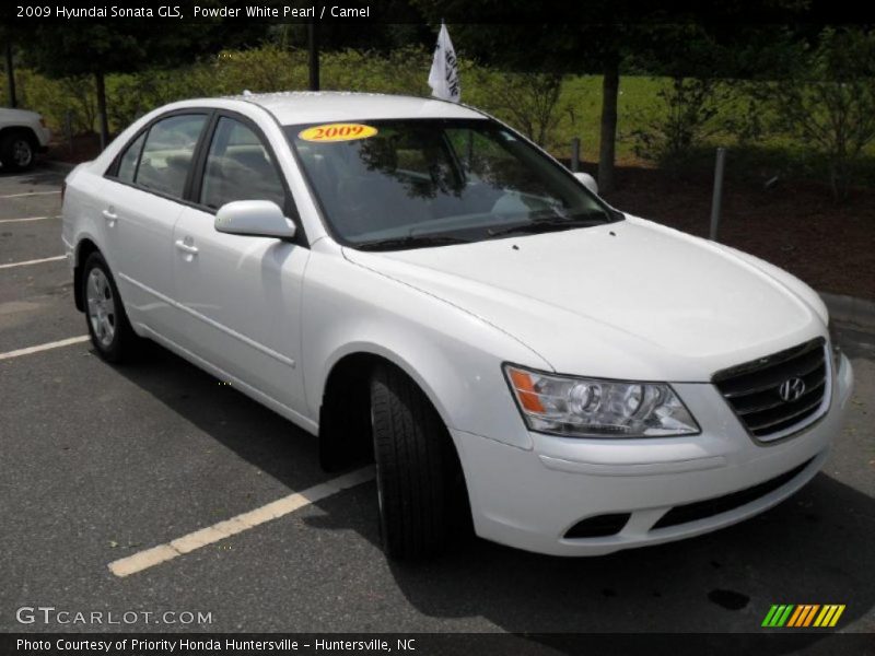 Powder White Pearl / Camel 2009 Hyundai Sonata GLS