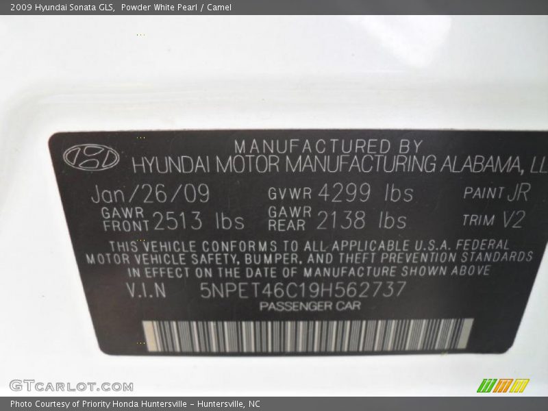 Powder White Pearl / Camel 2009 Hyundai Sonata GLS