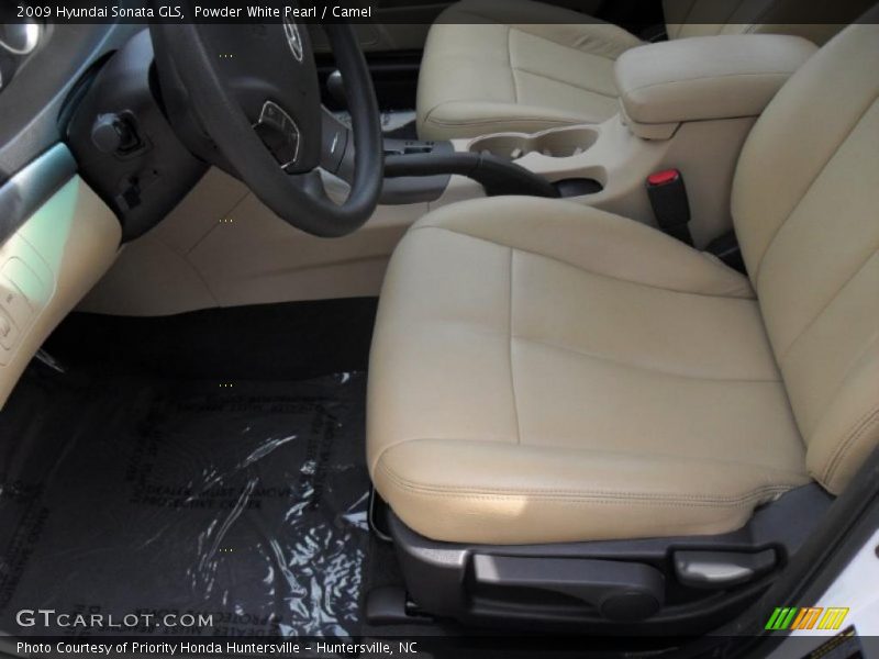 Powder White Pearl / Camel 2009 Hyundai Sonata GLS