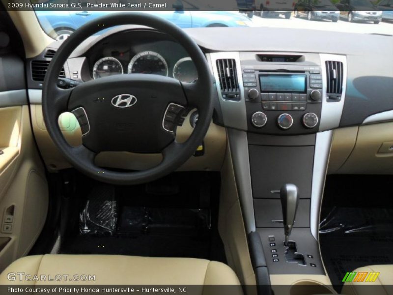 Powder White Pearl / Camel 2009 Hyundai Sonata GLS