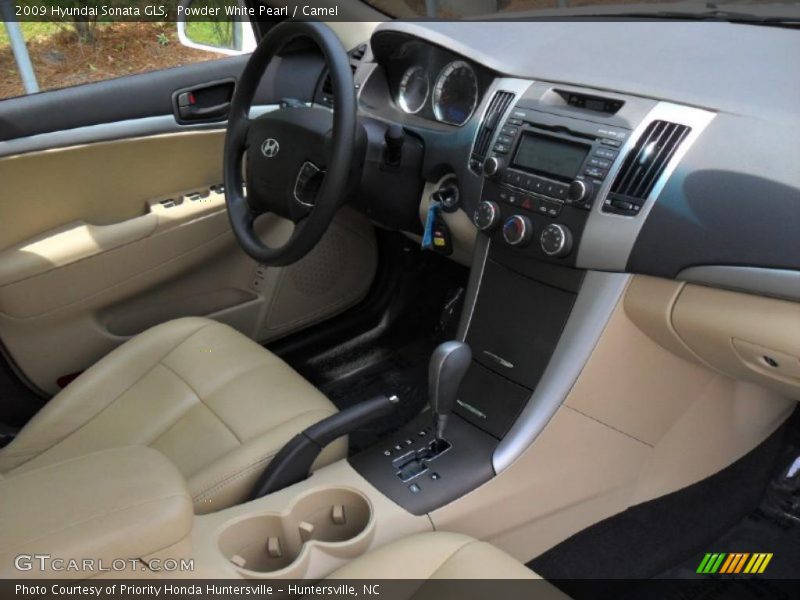 Powder White Pearl / Camel 2009 Hyundai Sonata GLS