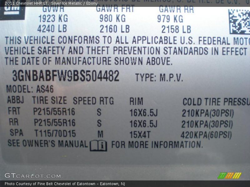 Silver Ice Metallic / Ebony 2011 Chevrolet HHR LT