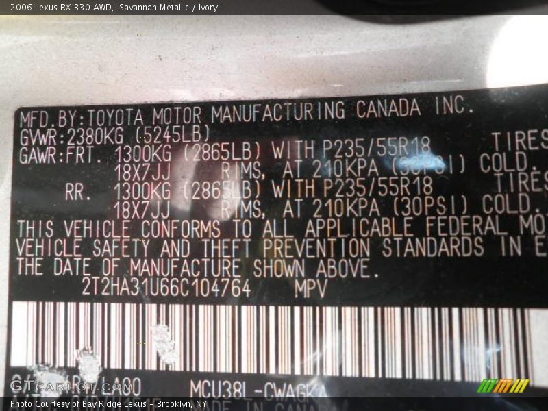 Savannah Metallic / Ivory 2006 Lexus RX 330 AWD