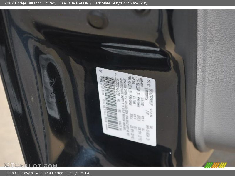 Steel Blue Metallic / Dark Slate Gray/Light Slate Gray 2007 Dodge Durango Limited