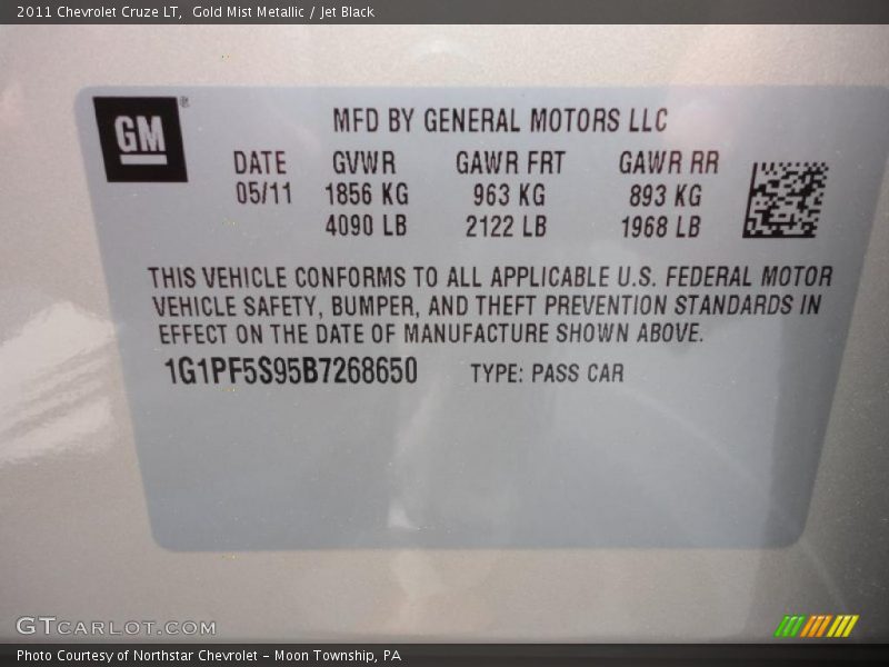 Gold Mist Metallic / Jet Black 2011 Chevrolet Cruze LT