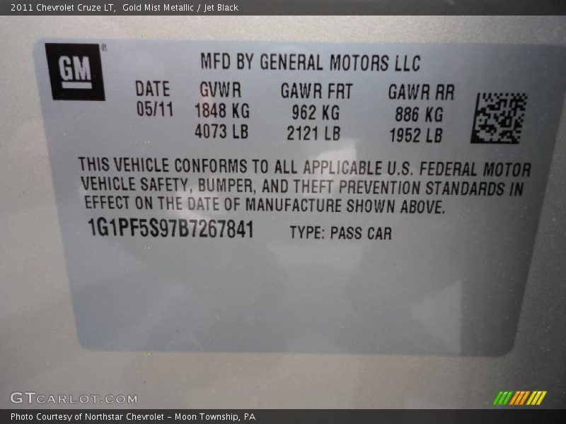 Gold Mist Metallic / Jet Black 2011 Chevrolet Cruze LT