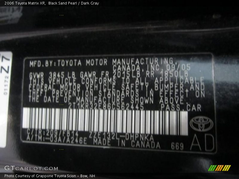 Black Sand Pearl / Dark Gray 2006 Toyota Matrix XR