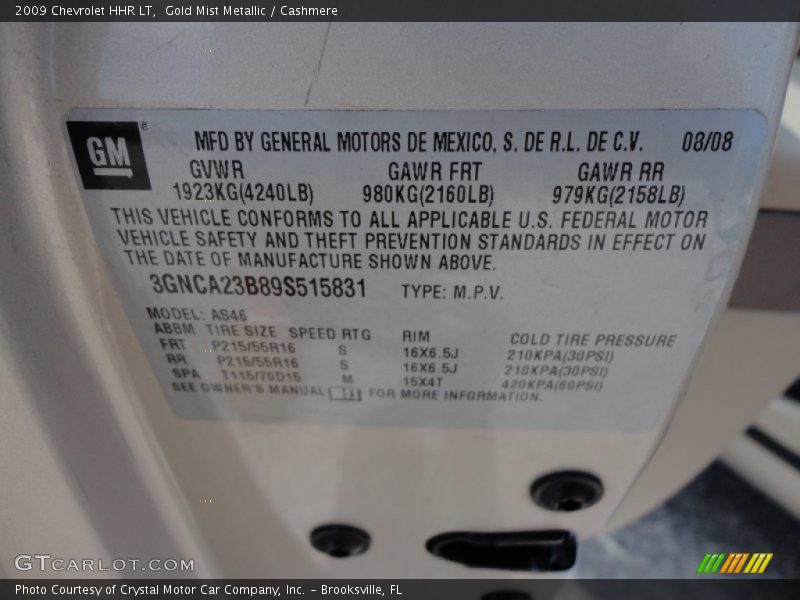 Gold Mist Metallic / Cashmere 2009 Chevrolet HHR LT