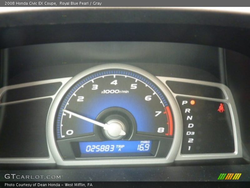 Royal Blue Pearl / Gray 2008 Honda Civic EX Coupe