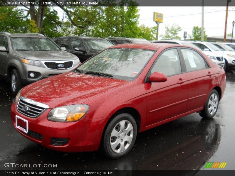 Spicy Red Metallic / Beige 2009 Kia Spectra EX Sedan