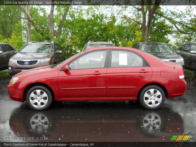 Spicy Red Metallic / Beige 2009 Kia Spectra EX Sedan