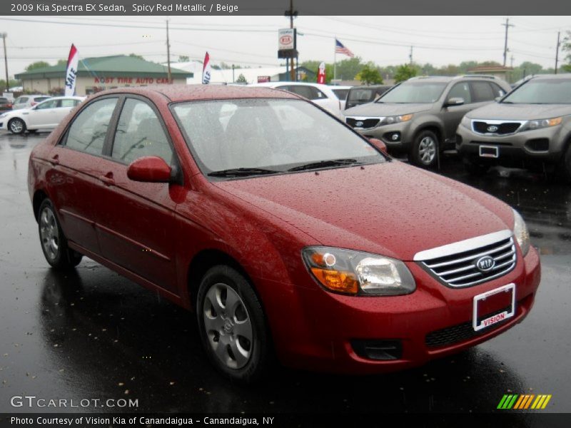 Spicy Red Metallic / Beige 2009 Kia Spectra EX Sedan