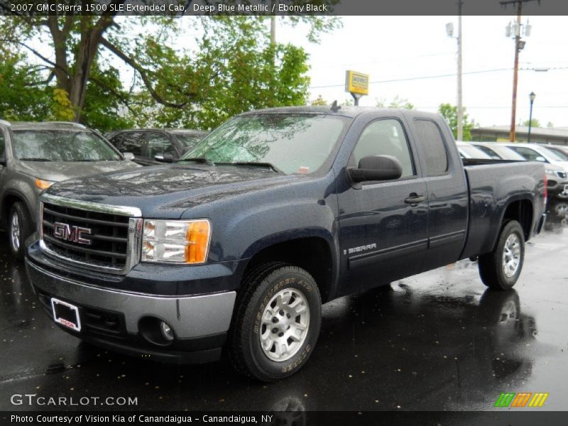 Deep Blue Metallic / Ebony Black 2007 GMC Sierra 1500 SLE Extended Cab