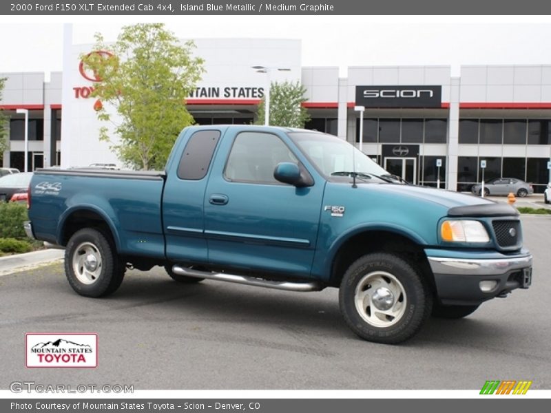 Island Blue Metallic / Medium Graphite 2000 Ford F150 XLT Extended Cab 4x4