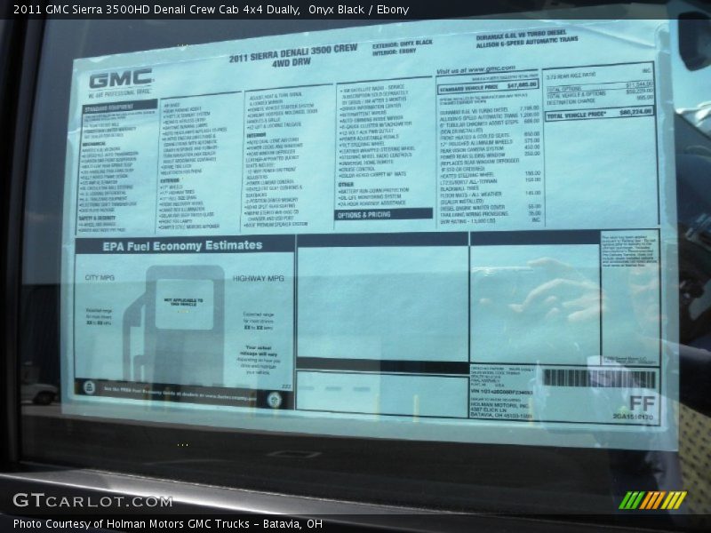  2011 Sierra 3500HD Denali Crew Cab 4x4 Dually Window Sticker