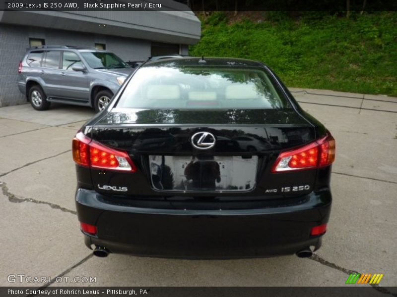 Black Sapphire Pearl / Ecru 2009 Lexus IS 250 AWD