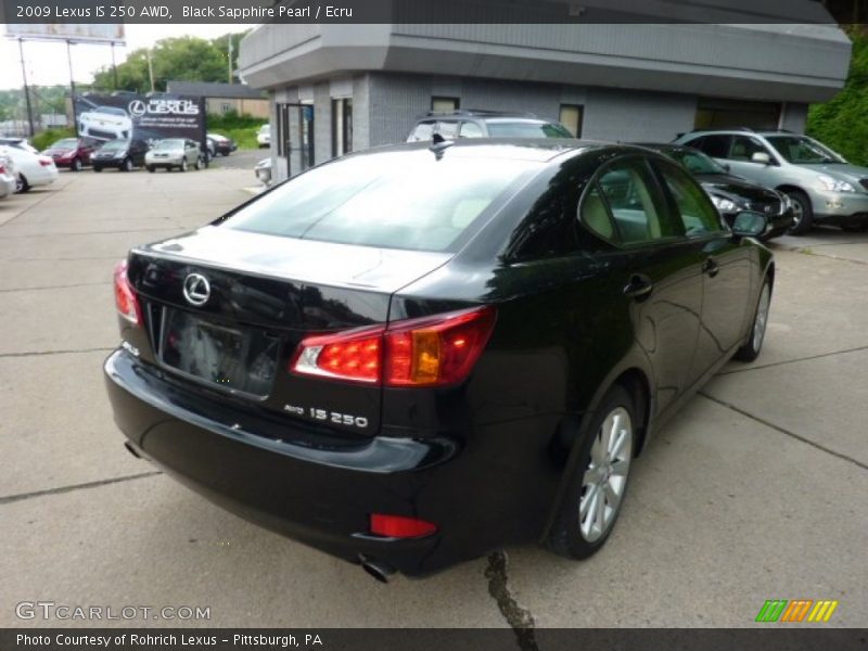 Black Sapphire Pearl / Ecru 2009 Lexus IS 250 AWD