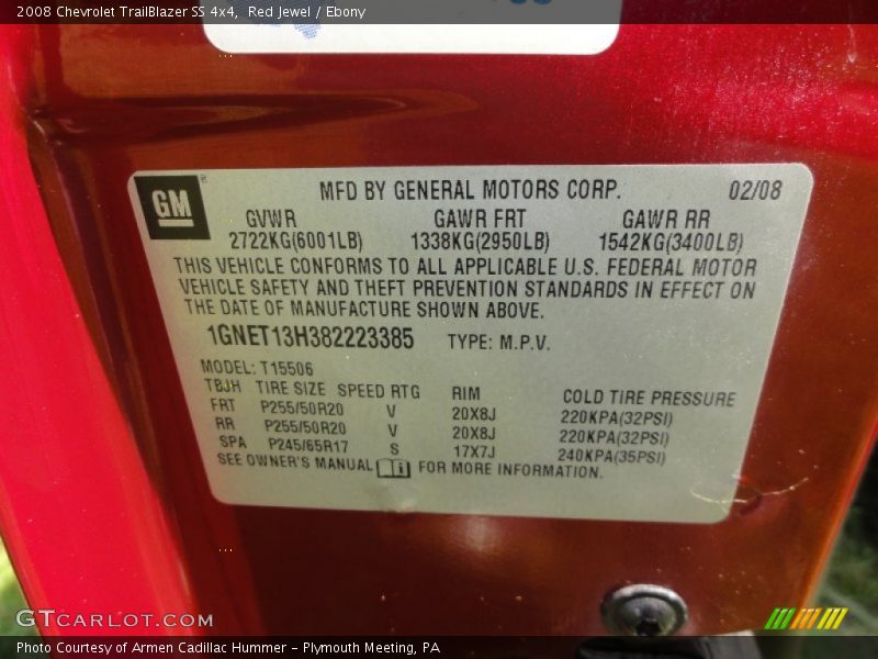 Red Jewel / Ebony 2008 Chevrolet TrailBlazer SS 4x4