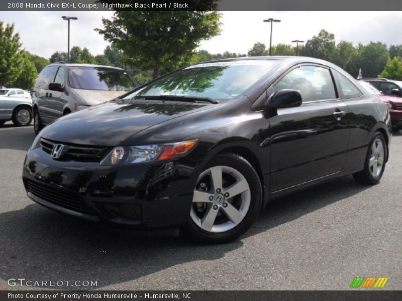 Nighthawk Black Pearl / Black 2008 Honda Civic EX-L Coupe