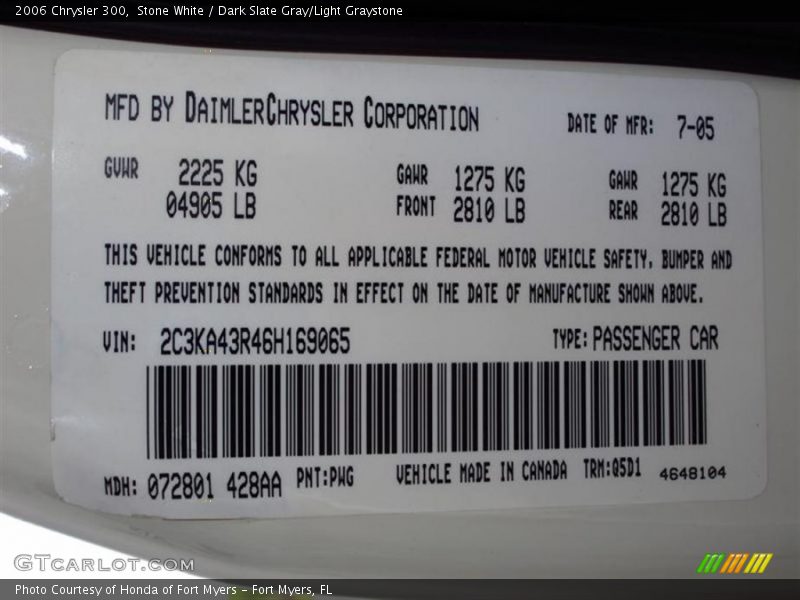 Stone White / Dark Slate Gray/Light Graystone 2006 Chrysler 300